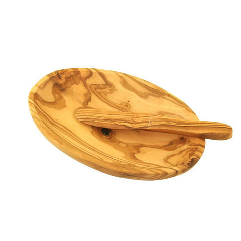 portaburro legno ulivo con coltello set